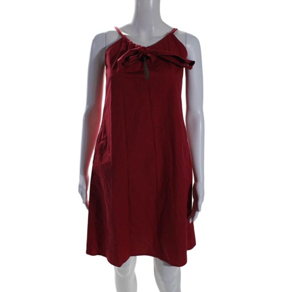 Shannon Mclean Womens Sleeveless Knee Length Sun Dress Red Cotton Size Medium